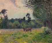 Camille Pissarro Vaches dans un pre, soleil couchant France oil painting artist